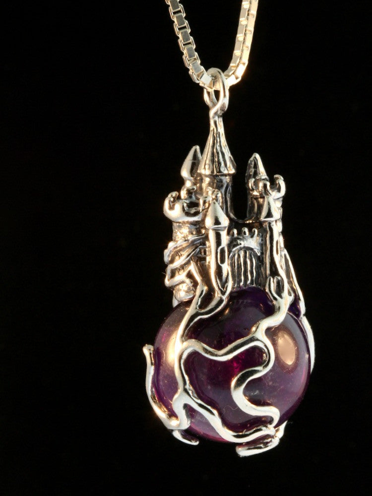 Castle w/ Amethyst Orb Pendant in Silver