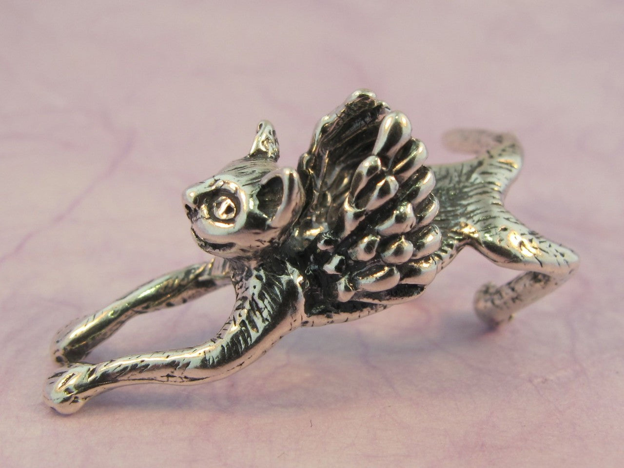 Angel Kitty Ear Cuff in Silver