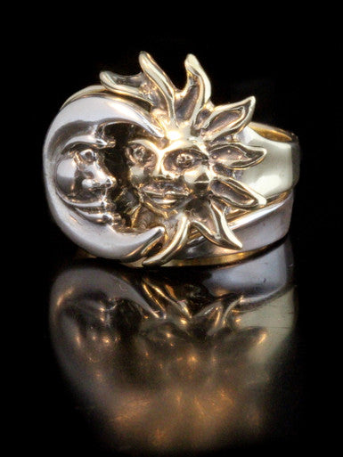 Gold and Silver Eclipse Ring - Silver and 14k Gold