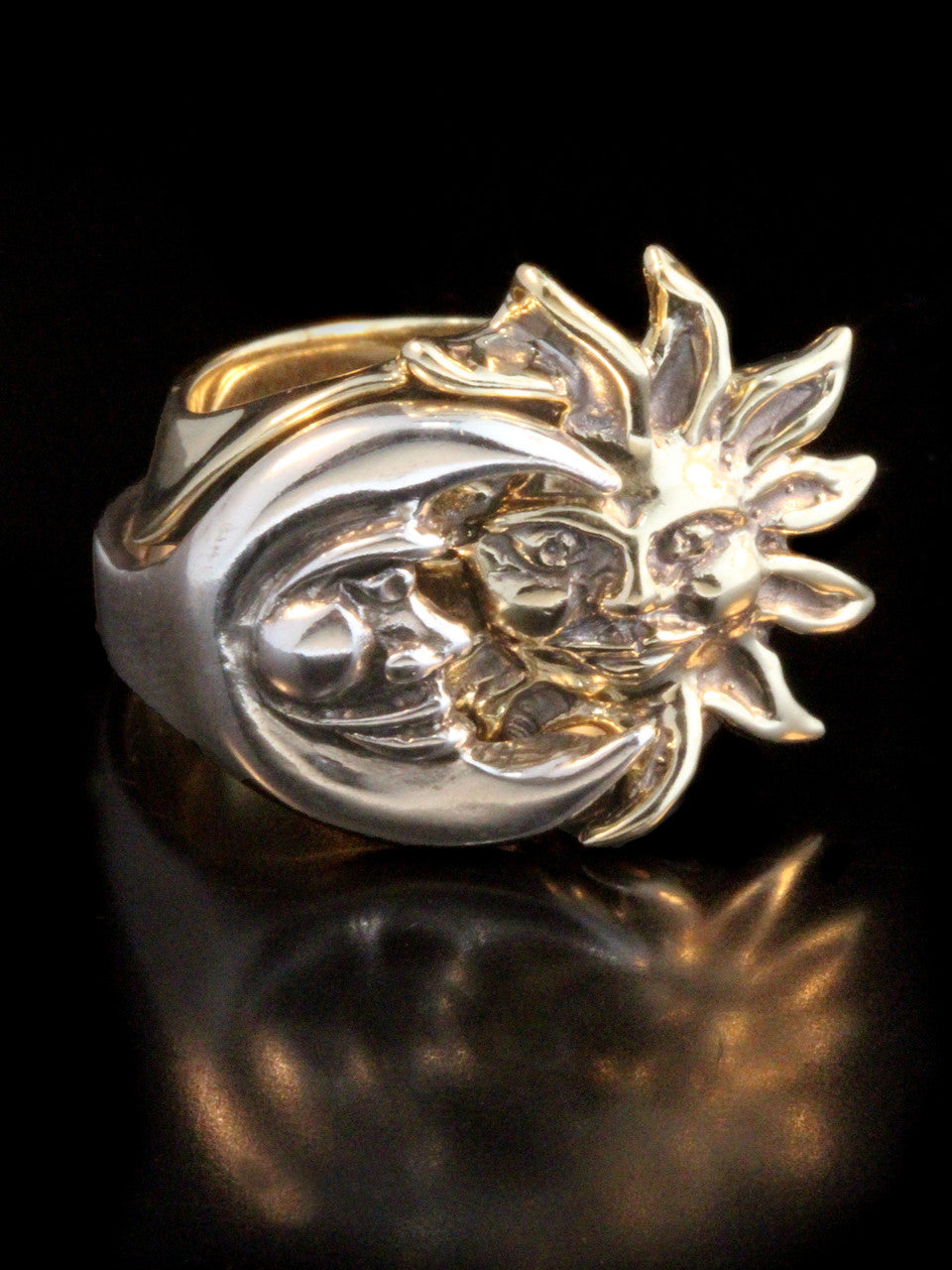 Gold and Silver Eclipse Ring - Silver and 14k Gold