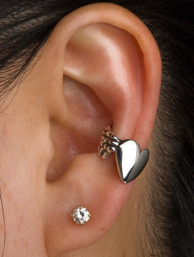 Angel Heart Ear Cuff - Silver