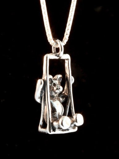 Swing Bear Charm - Sterling Silver