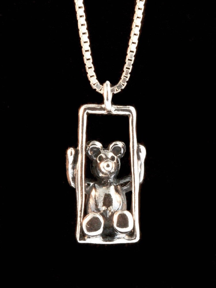 Swing Bear Charm - Silver