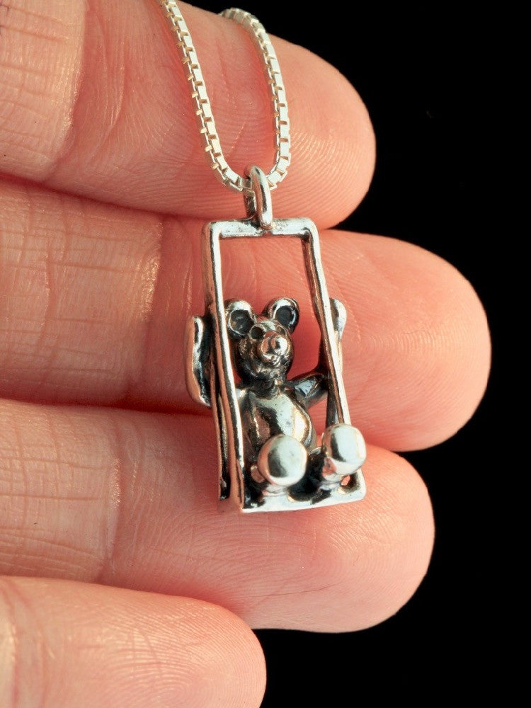 Swing Bear Charm - Silver