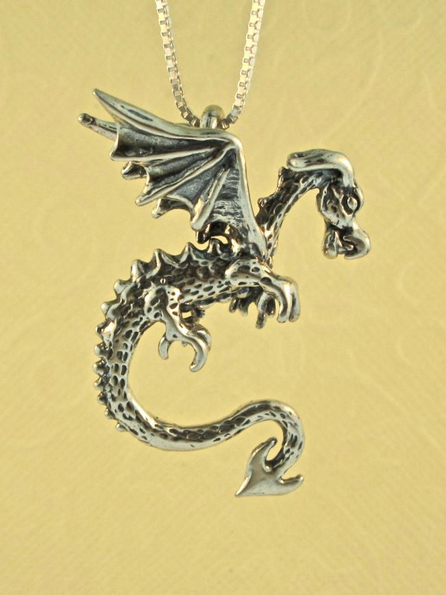 Discontinued, Sterling Silver, Swooping Dragon Pendant