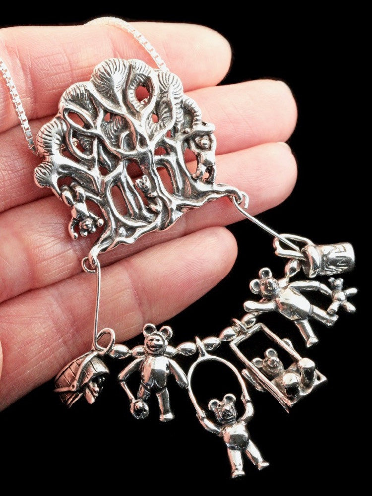Teddy Bear Picnic Charm Collection in Silver