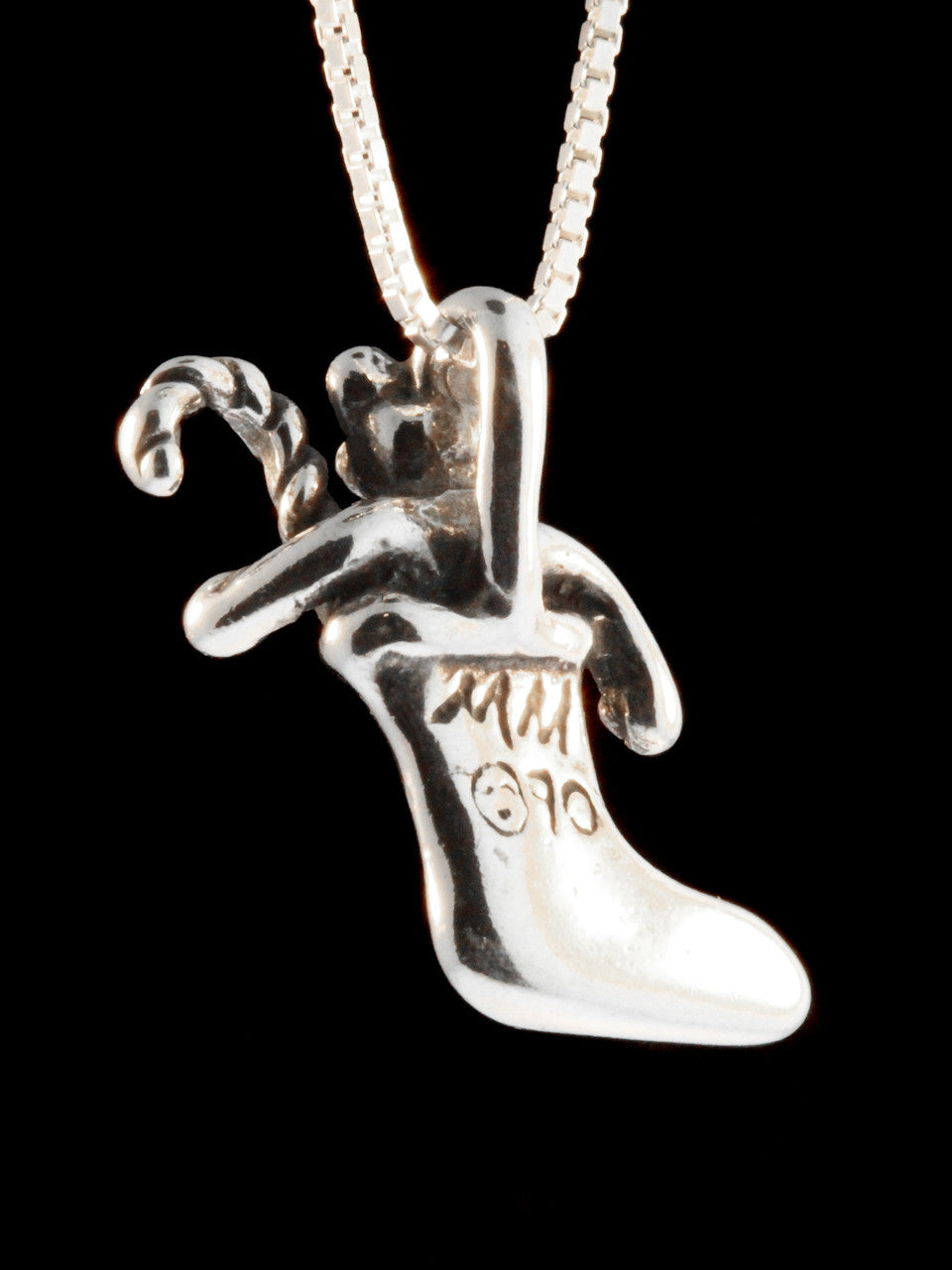 Christmas - Stocking Teddy Bear Charm - Silver