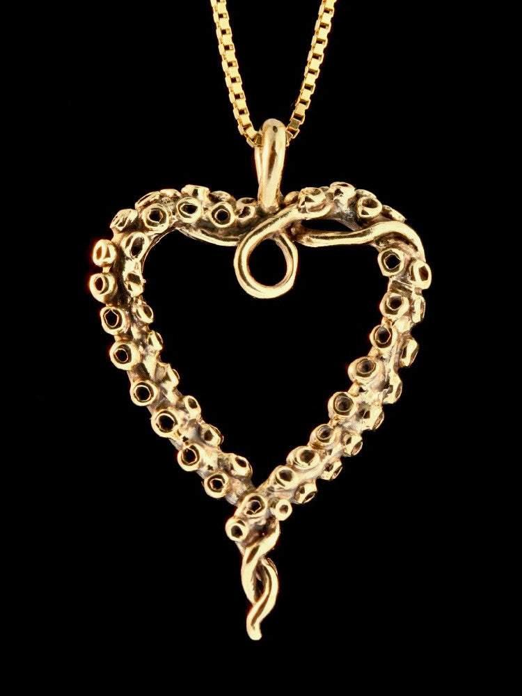 Tentacle Heart Pendant in 14K Gold