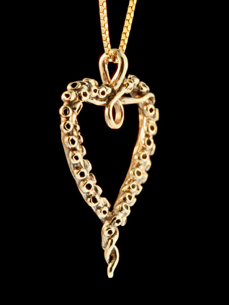 Tentacle Heart Pendant in 14K Gold
