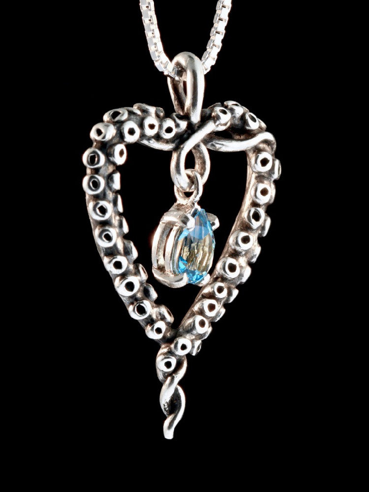 Tentacle Heart with Gemstone in Silver