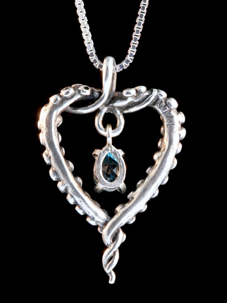 Tentacle Heart with Gemstone in Silver