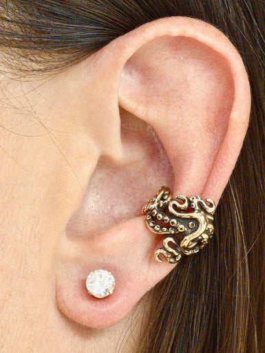 Octopus Tentacle Twist Ear Cuff - 14K Gold
