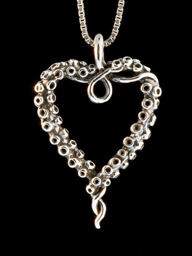 Tentacle Heart Pendant - Sterling Silver