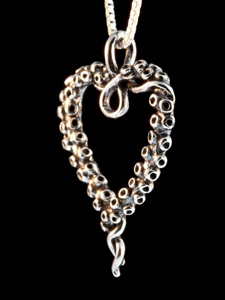 Tentacle Heart Pendant in Silver