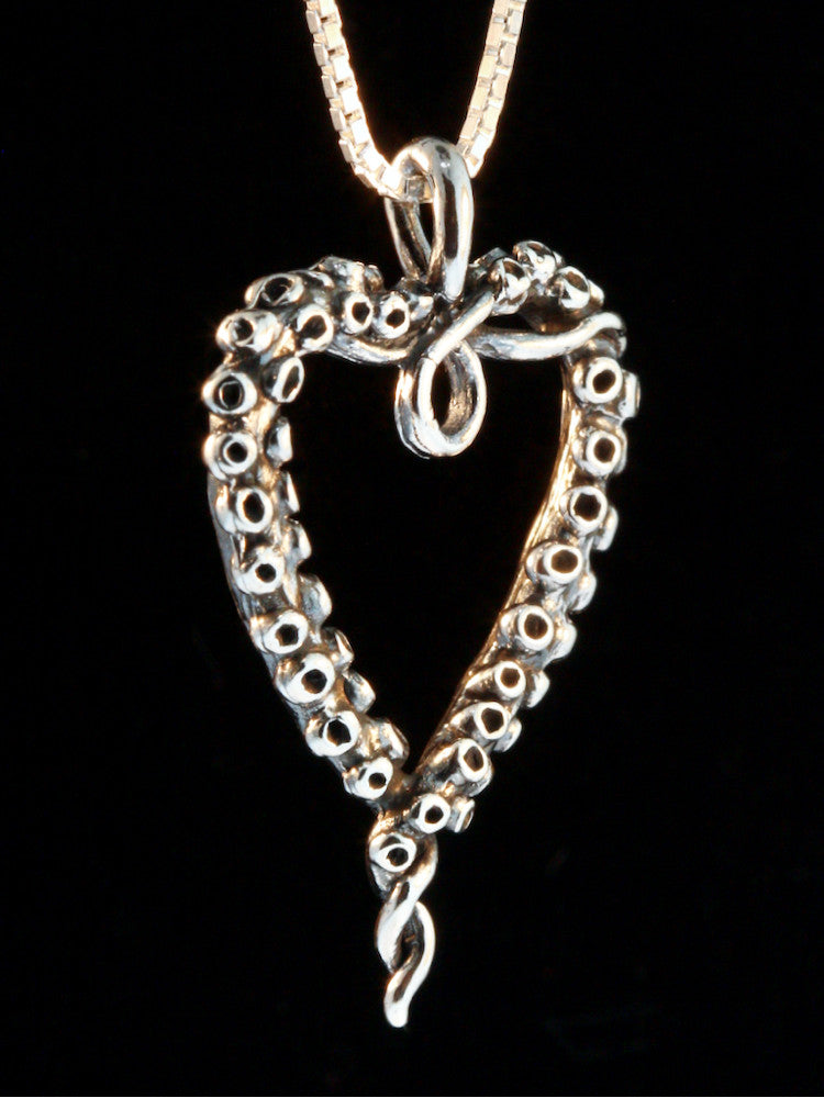Tentacle Heart Pendant in Silver