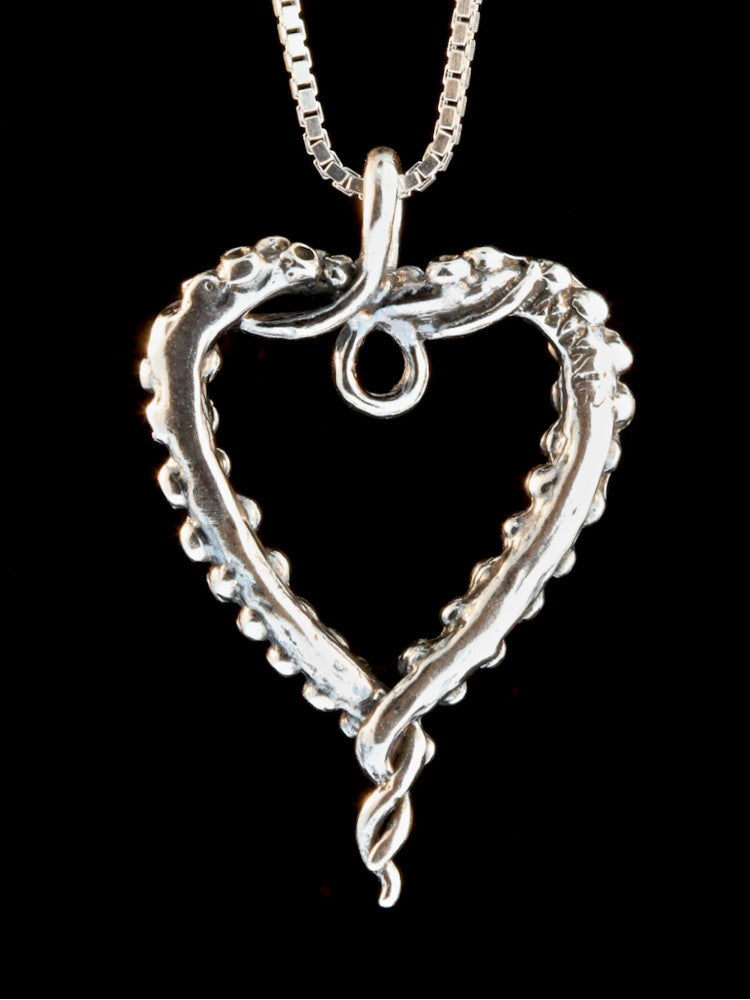 Tentacle Heart Pendant in Silver