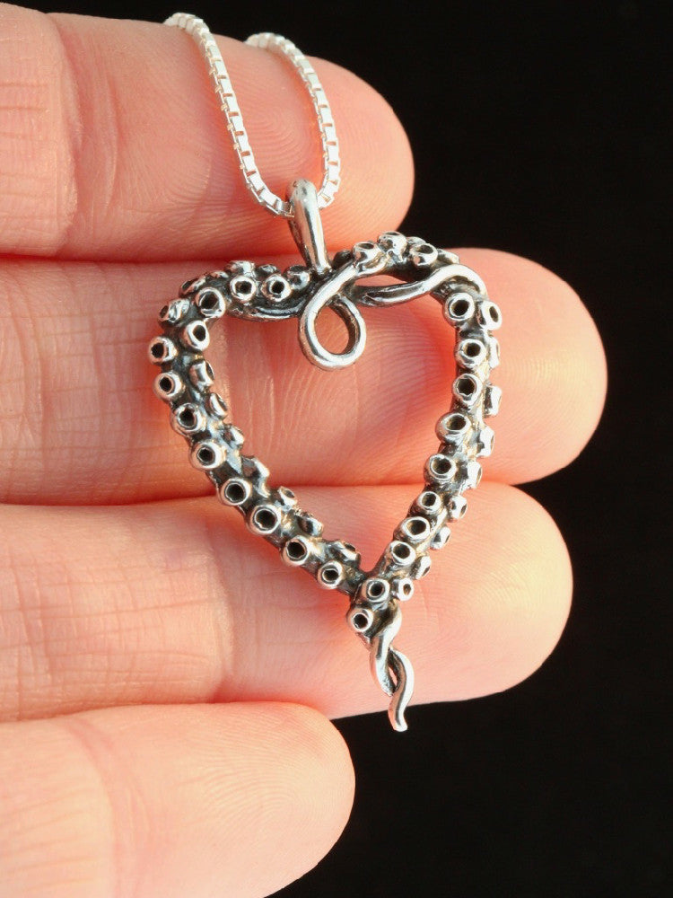 Tentacle Heart Pendant in Silver
