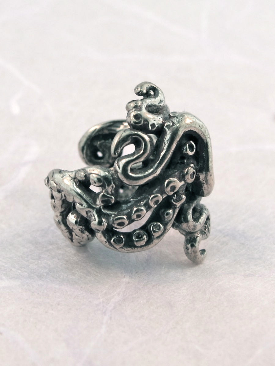 Octopus Tentacle Twist Ear Cuff - Silver