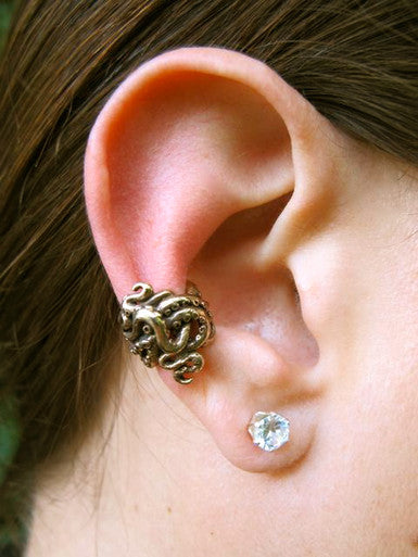 Octopus Tentacle Twist Ear Cuff - Bronze
