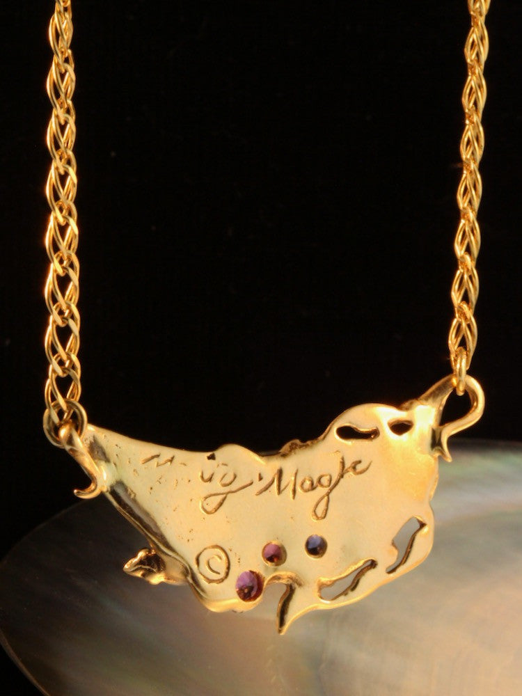 Tide Pool Pendant with Sapphires and Tourmaline - 14K gold
