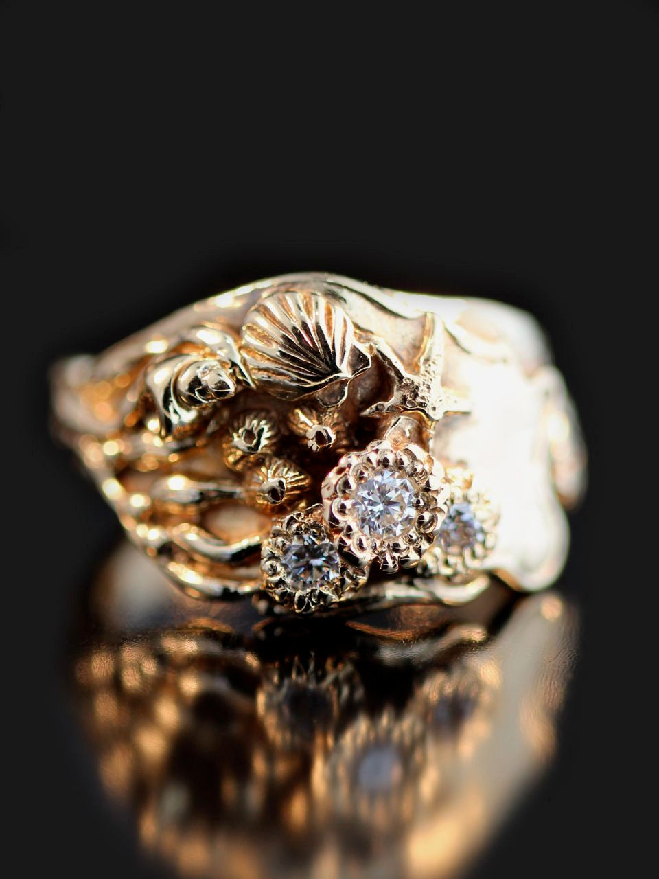 Tide Pool Ring with Diamonds -14K Gold