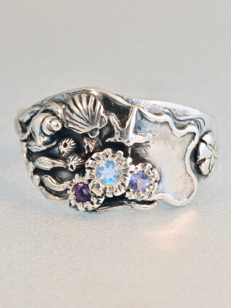 Moonstone, Tanzanite, and Amethyst