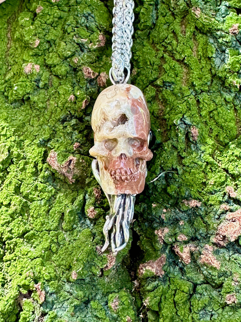 Timor Skull Ammonite Nautilus Pendant - Sterling Silver