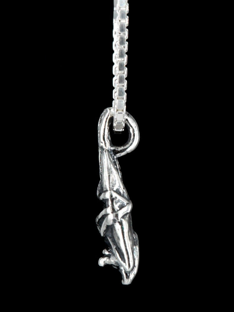 Tiny Bat Briolette Charm - Silver