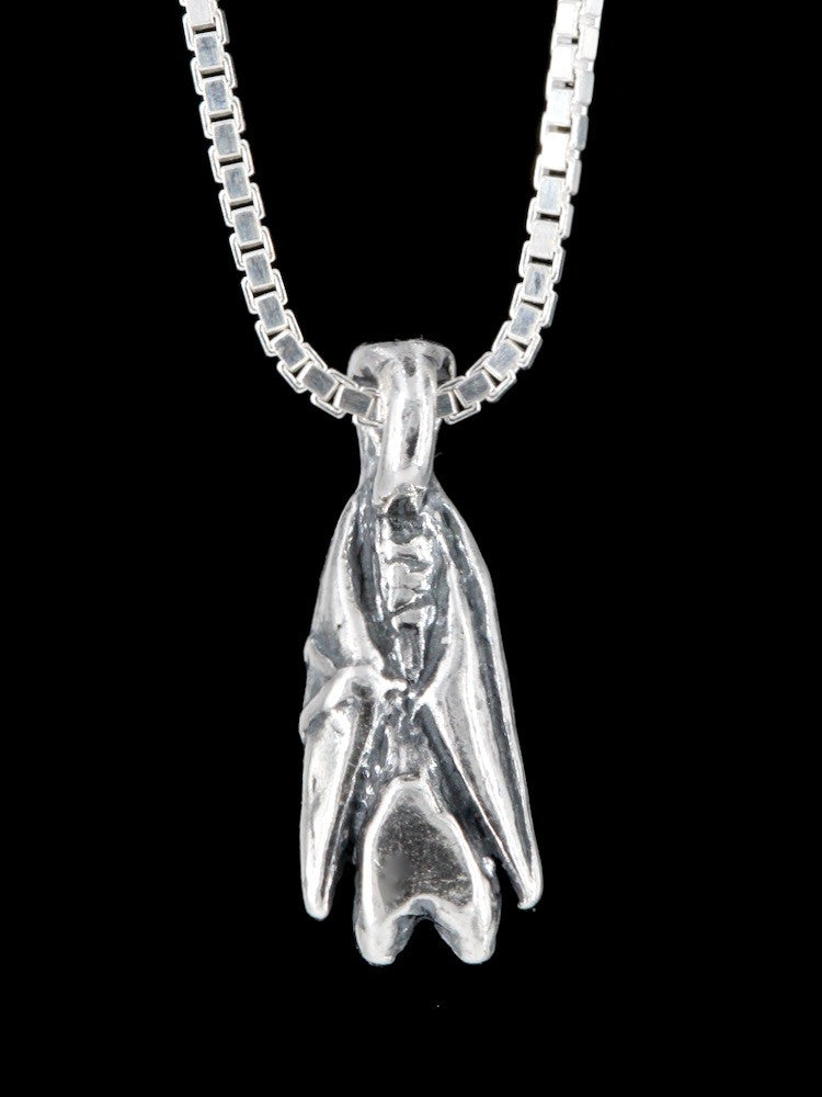 Tiny Bat Briolette Charm - Silver