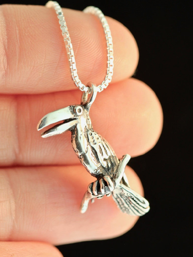 Rainforest Toucan Charm - Sterling Silver