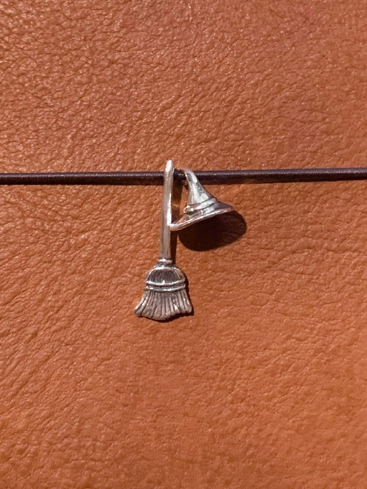 Hat and Broom Traveler's Notebook Charms in Silver