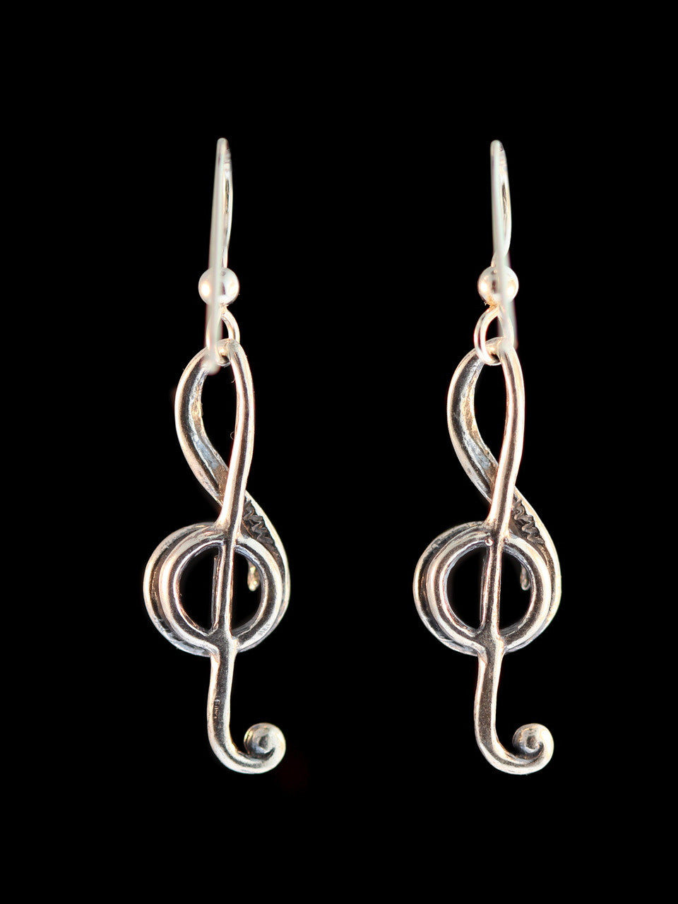 Treble Clef Earrings - Sterling Silver