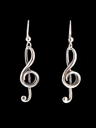 Treble Clef Earrings - Sterling Silver