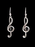 Treble Clef Earrings - Sterling Silver