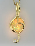 Treble Clef Pendant with Mexican Fire Opal - 18K Gold - SOLD