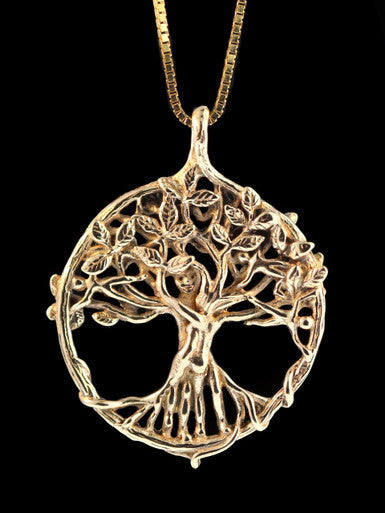 Circle of Life Tree Pendant - Solid 14k Gold