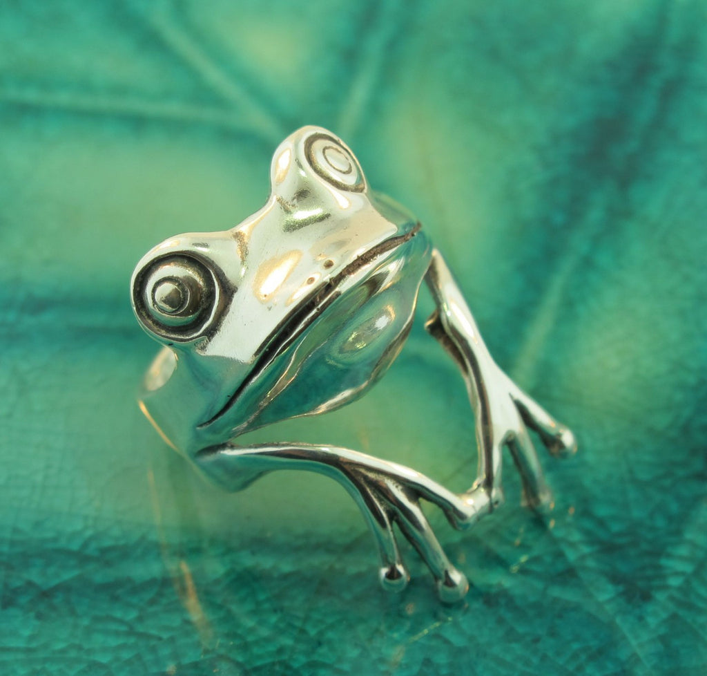 Tree Frog Finger Pet Ring - Silver