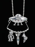 Flying Saucer U.F.O. Charm Collection with Gemstones