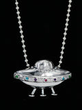 Flying Saucer U.F.O. Pendant with Gemstones - Sterling Silver