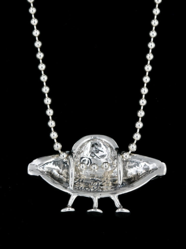 Sterling Silver Flying Saucer U.F.O. with Gemstones