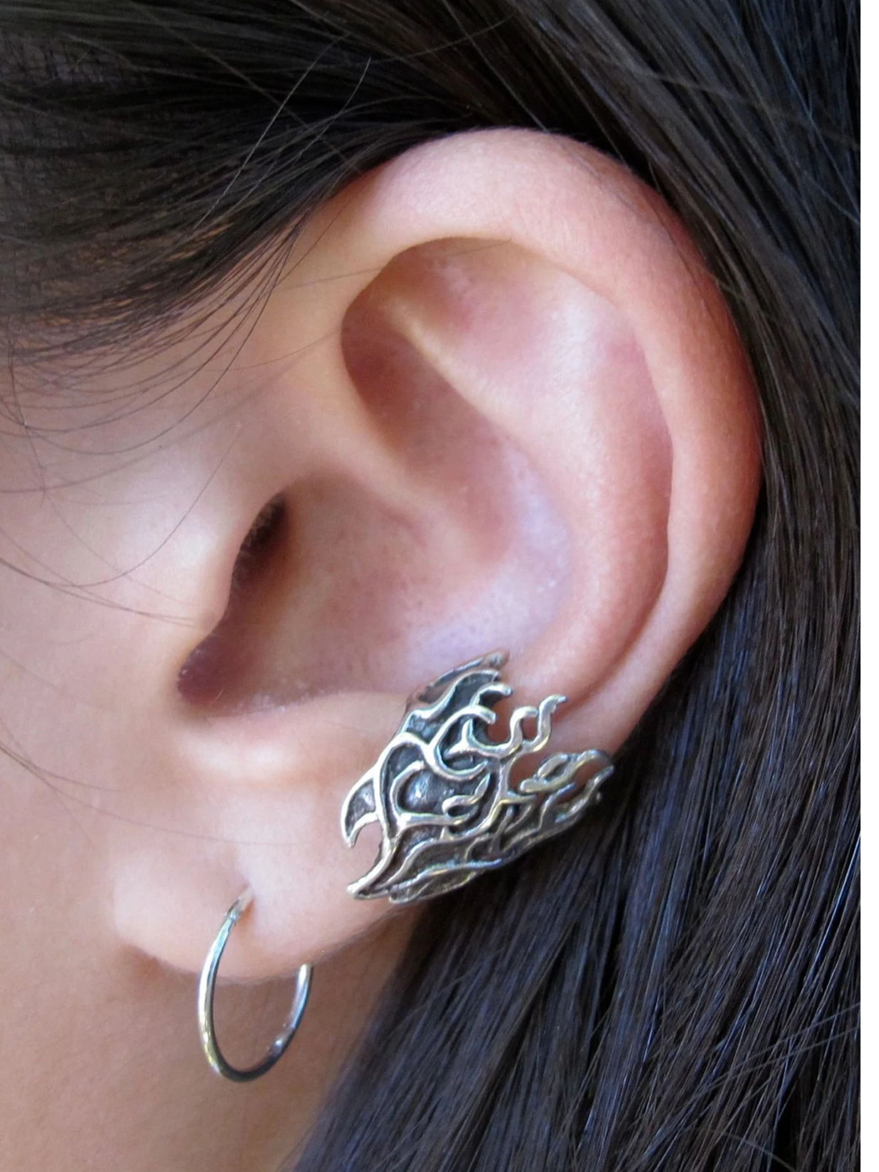 Flame Ear Cuff - Silver