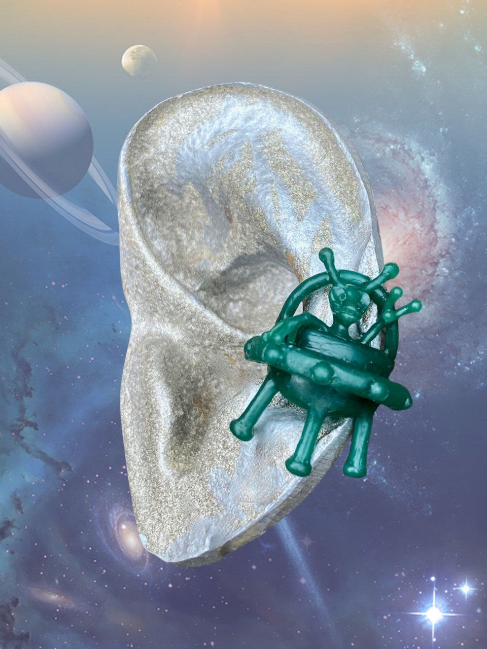 Peace Alien Flying Saucer Ear Cuff
