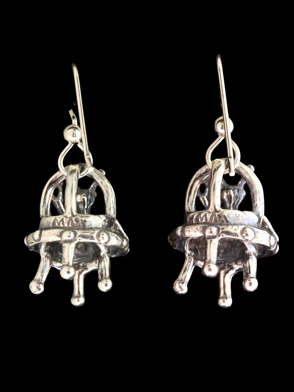 Peace Alien Flying Saucer Earrings - Silver