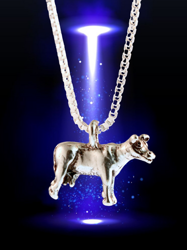 Abducted Cow Charm - Silver