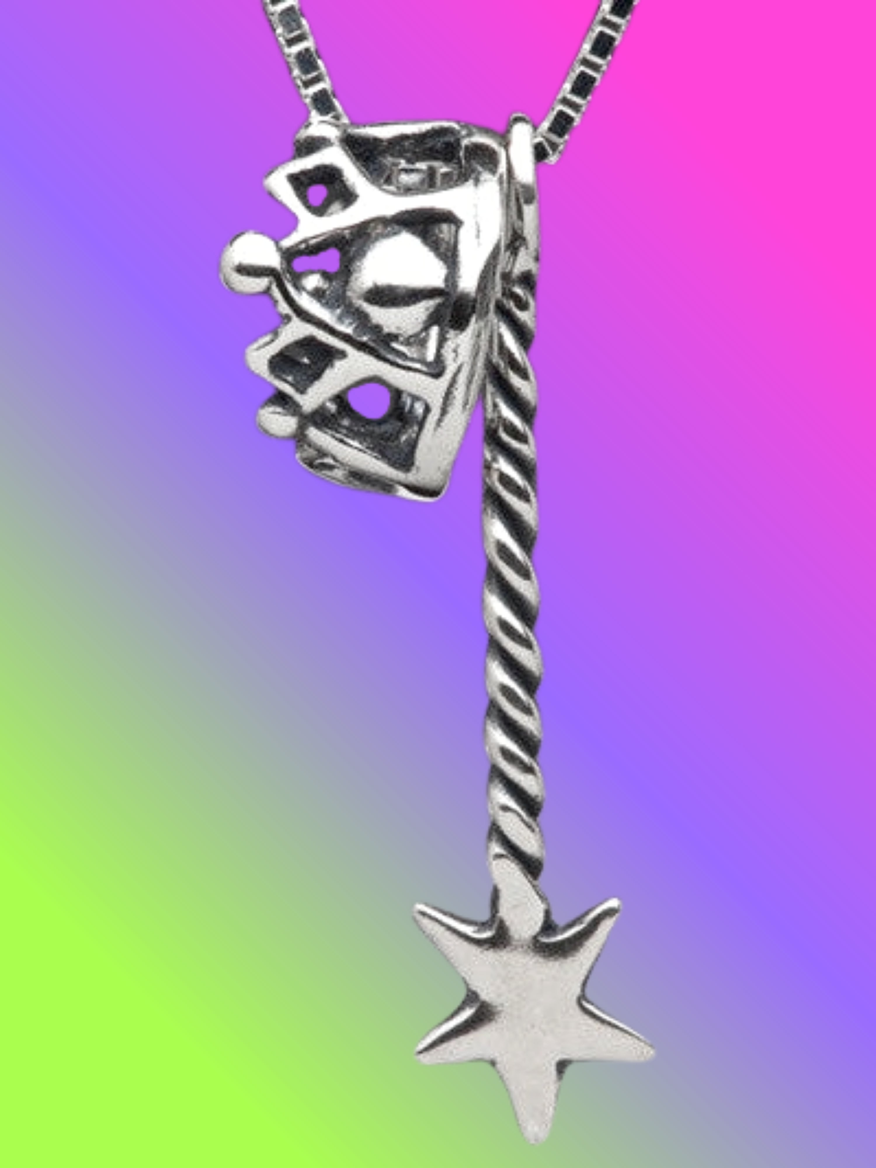 Fairy Crown and Magic Wand Charms - Silver