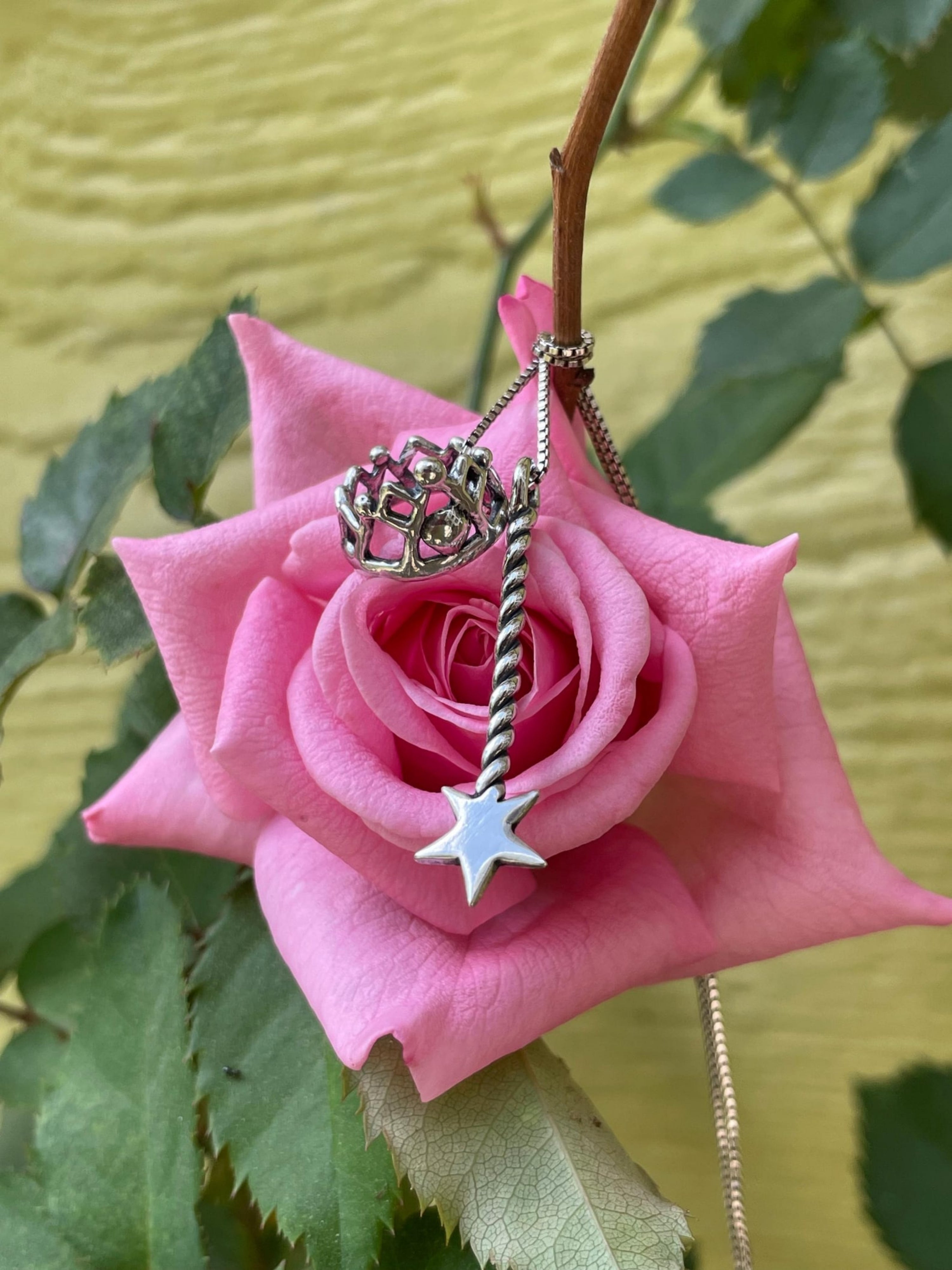 Fairy Crown and Magic Wand Charms - Silver