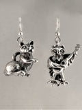 Edward Lear Poem - Owl and  Pussy Cat Earrings - Silver