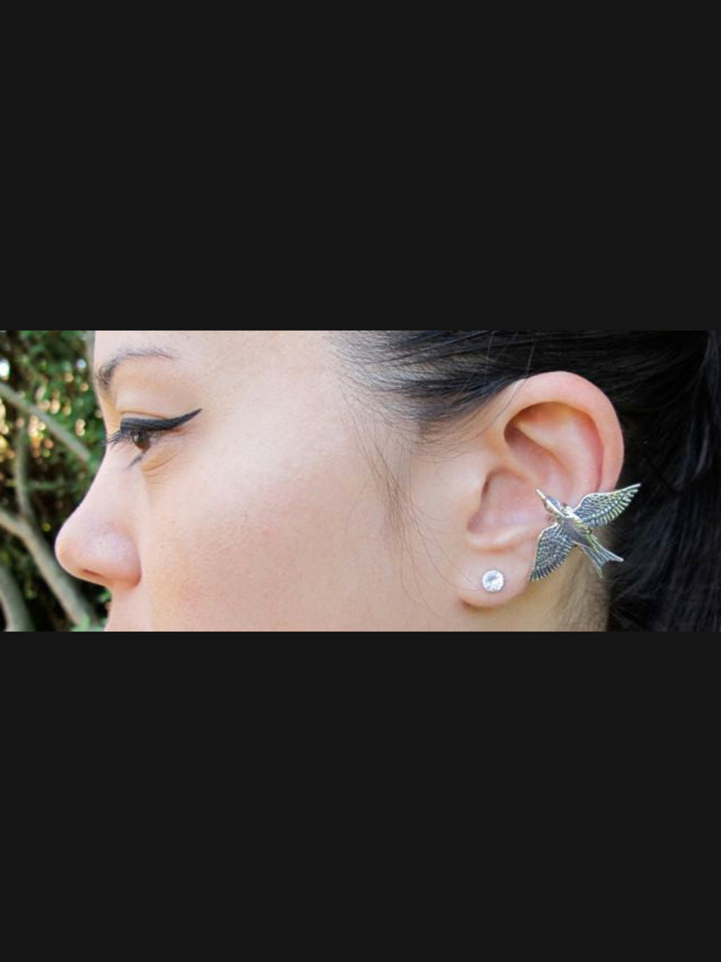 Mocking Jay Bird Ear Cuff - Sterling Silver