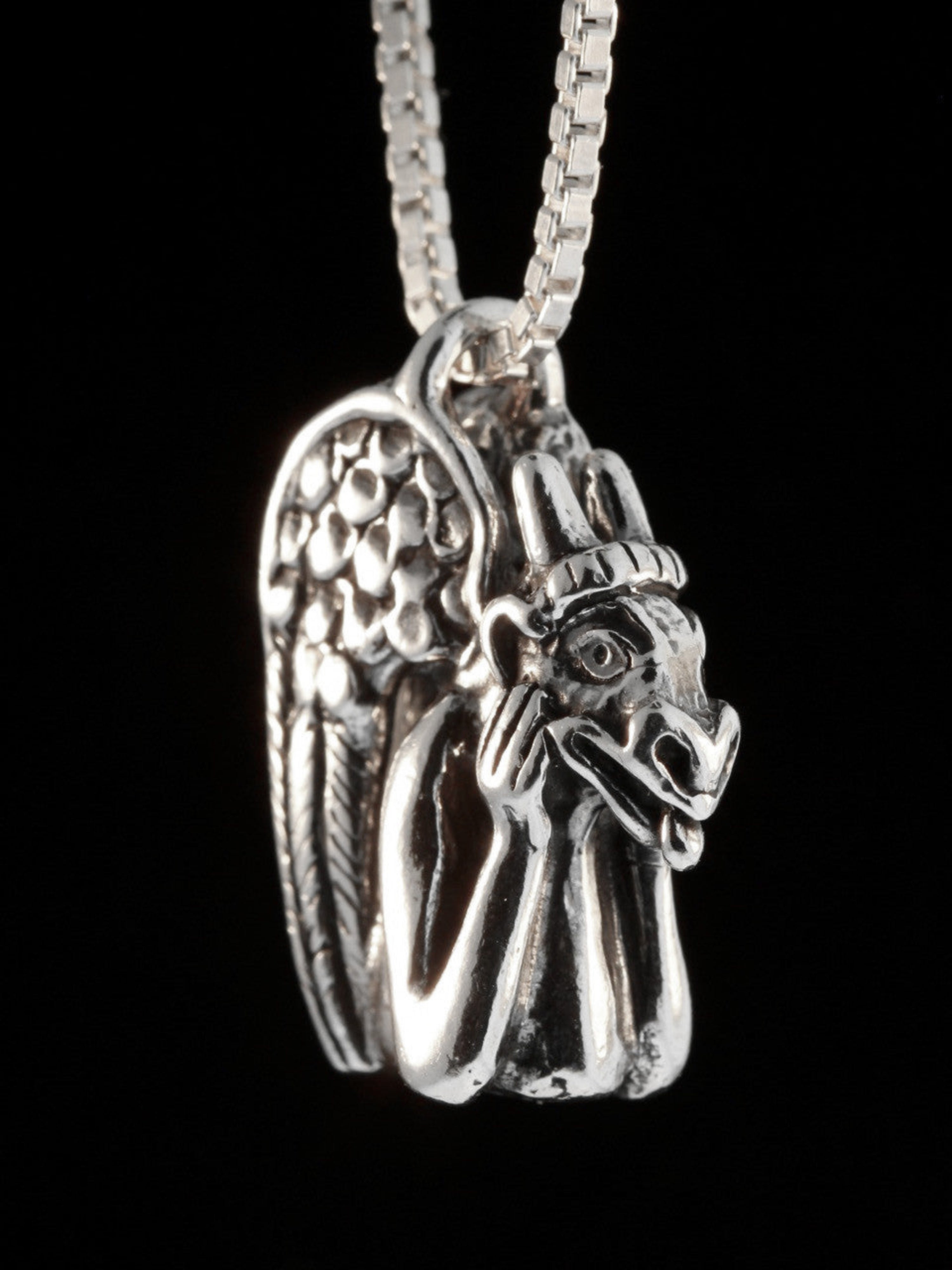 Spitting Gargoyle Pendant - Sterling Silver