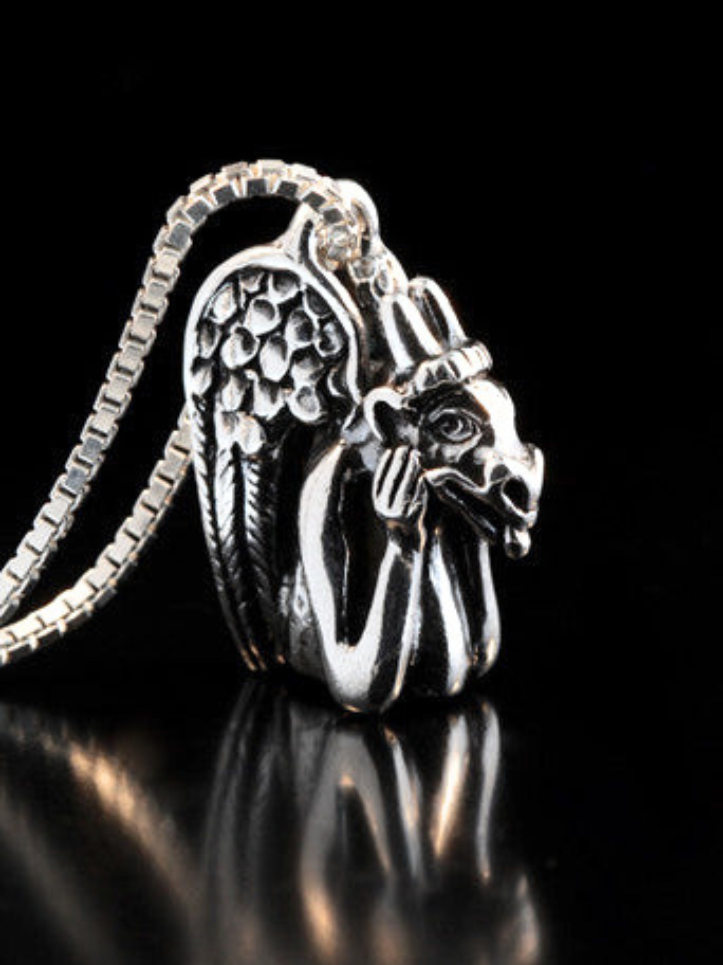 Spitting Gargoyle Pendant - Sterling Silver